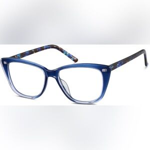 Zenni Blue Cat Eye Glass Eyeglasses Frames Navy Cat-Eye Glasses #4444516 Used